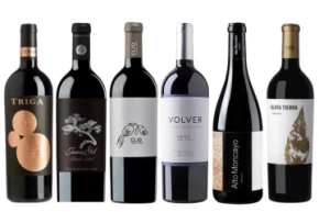 Degustationsset Rotwein Spanien - Weingiganten mit lieblicher Opulenz für die Festtagstafel
<br />Je 1 Flasche Triga,  Juan Gil Black Label - Clio- Volver - Alto Moncayo - Alaya Tierra