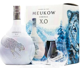 Cognac Meukow XO White Panther
<br />Geschenkpackung mit 2 Gläser 