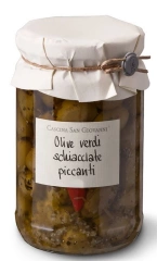Olive verdi schiacciate piccanti
<br />Cascina San Giovanni,  280 g 
<br />